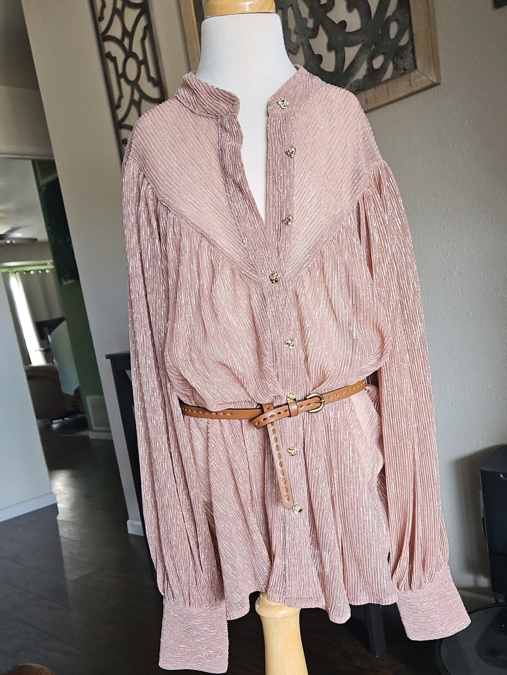 Pink Pleated Blouse